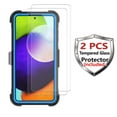 thumbnail image 2 of Njjex Phone Cases for Galaxy A52 4G 5G 6.5", [2 Pack Temerped Glass Screen Protector] Combo Holster Belt Clip [Heavy Duty] [Kickstand] Full-Body Rugged Holster Case (Blue), 2 of 9