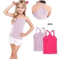 thumbnail image 2 of Dlentnea 2 Pack Racerback Camisole for Girls Cotton Cami Spaghetti Strap Tank Top Undershirts Dancewear, 2 of 7