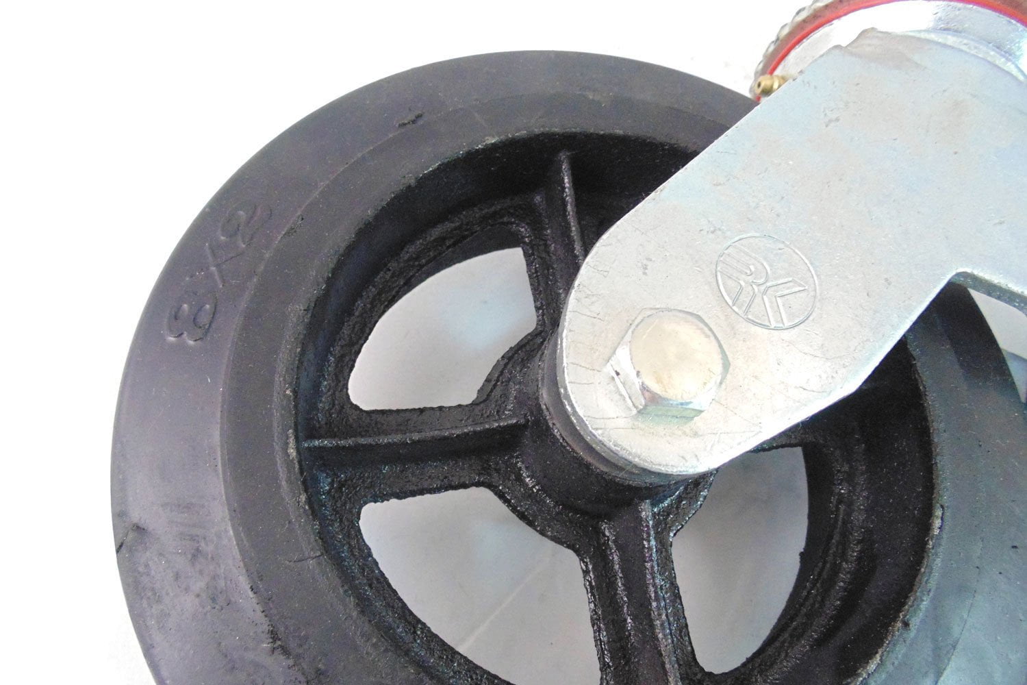 Set of 4 Scaffold 8"x2" Black Rubber Mold-on Steel Caster Wheel with Brake
