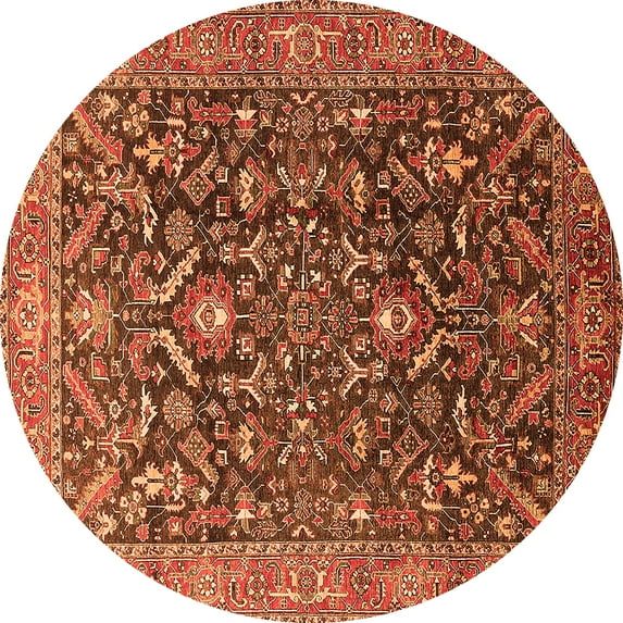 Ahgly Company Indoor Round Oriental Orange Industrial Area Rugs, 7' Round