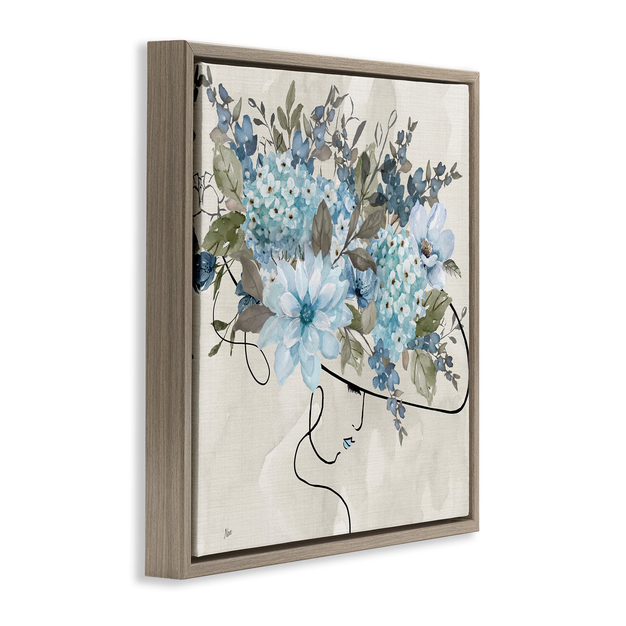 Stupell Industries Floral Fashion Hat Botanical & Floral Painting Brown Floater Framed Art Print Wall Art, 18 x 18