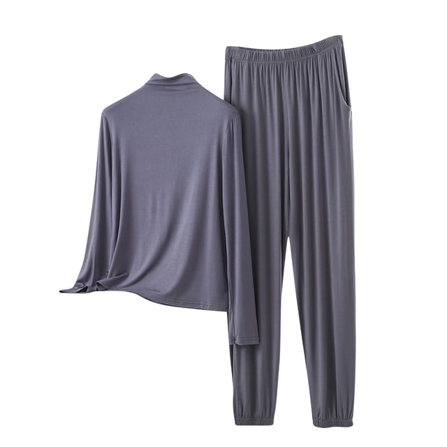 Ensembles de Pyjama pour Femmes à Manches Longues Grande Taille Ensemble de Tenue d'Intérieur pour Femmes Design Mince Couleur Unie Pantalon à Manches Longues Ensemble Deux Pièces Femme Pyjamas Mélangés