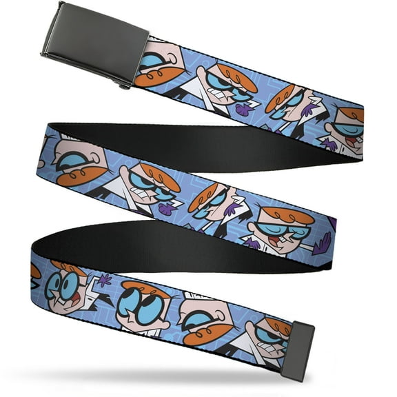 Adjustable Belt, Clamp Buckle, Cut-to-Fit, Dexters Laboratory Dexter Poses Blues