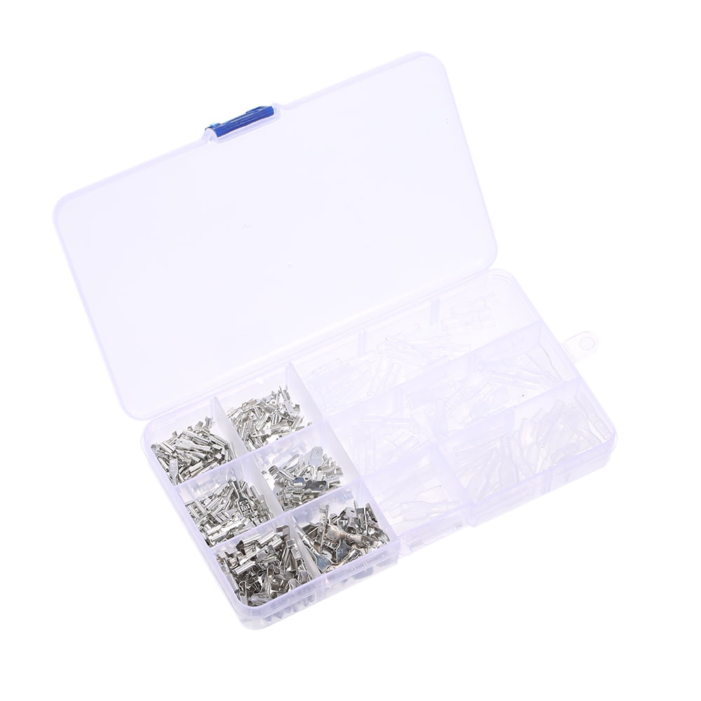 Spade Connectors Kit 270 pcs Silver Electrical Connectors with Insulating Sleeve 2.8mm 4.8mm 6.3mm Crimp Connectors Female/Male Spade for Wire Connection
