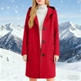 thumbnail image 5 of Dxzfnsa Woolen Coat for Women Casual Lapel Collar Winter Wool Blend Button Over Coats Long Jackets, 5 of 9
