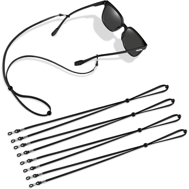 Lot de 5 Sangles de Lunettes, Support de Lunettes Réglable pour Lunettes de Sport et de Lecture, Corde à Lunettes Unisexe pour Hommes et Femmes, (Noir)