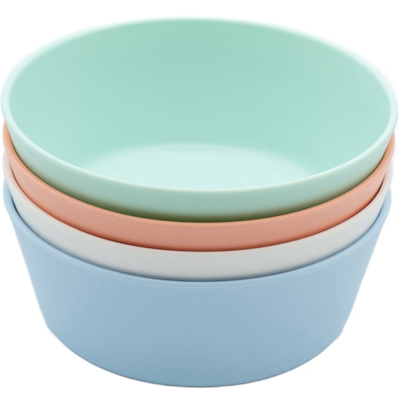 WeeSprout Bamboo Kids Bowls, Set of Four Kid-Sized Dinnerware, Cereal, Leftovers & Snack Bowl