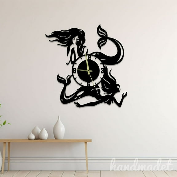 Handmadetneonsign Mermaid Wall Clock Unique, Text Oversize Wall Clock, Year Date Round Wall Clock 55990