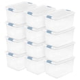 thumbnail image 1 of Sterilite 64 Qt Clear Plastic Stackable Storage Bin w/ White Latch Lid, 12 Pack, 1 of 12