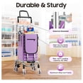 thumbnail image 3 of Portable Shopping Cart, Heavy-Duty Stair Climbing Cart with Wheels and Removable Waterproof Bag, Folding Grocery Carts on Wheels for Stairs, Foldable Storage Carts with Large Basket, 3 of 9
