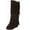 Brown, variant on Women's Fringe Western Boots Ladies Fashion Hidden Heel Knee-high Boots Casual Round Toe Platform Tassel Boots
