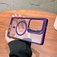 thumbnail image 2 of Allytechgroup Clear Magnetic Case for Samsung Galaxy S25 Ultra with Metal Camera Cover Stand & Camera Lens Protector, [Compatible with MagSafe] Transparent Soft TPU Shockproof Bumper Cover, Purple, 2 of 13