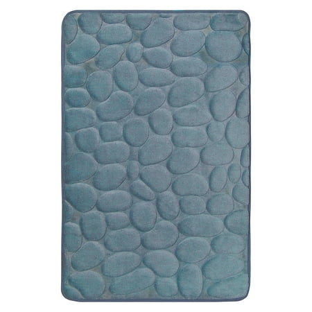 Smoke Blue Memory Foam Bath Mat Set Non Skid Day Spa Home