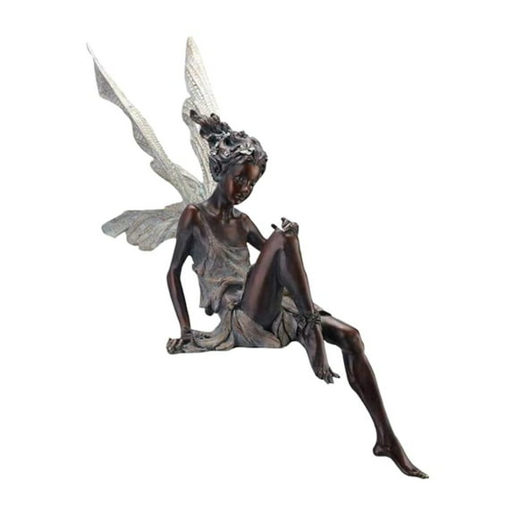 Resin Sitting Statue,Fairy Garden Ornaments Outdoor, Flower Fairy Sitting Statues and Sculptures Garden Ornament, Miniature Fairies Sculpture for Garden, Patio G5B8