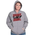 thumbnail image 3 of Sprawl and Brawl Muay Thai Fight Unisex Fleece Graphic Zip Up Hoodie Brisco Brands 4X, 3 of 5