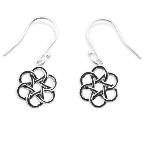 SilverCloseOut Sterling Silver Teens Celtic Flower Dangle Earrings