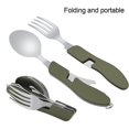 thumbnail image 3 of Juego de cubiertos de camping 4 en 1 de acero inoxidable plegable con cuchillo, tenedor y cuchara para picnics portátiles, color verde, 3 of 8