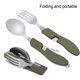 thumbnail image 3 of Juego de cubiertos de camping 4 en 1 de acero inoxidable plegable con cuchillo, tenedor y cuchara para picnics portátiles, color verde, 3 of 8