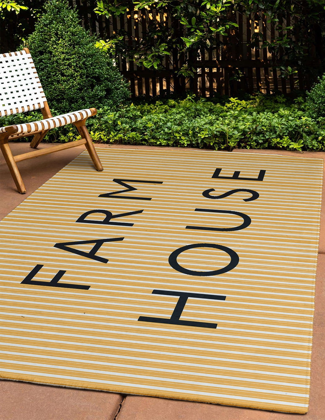 4' x 6' Simply Daisy Farmhouse Ticking Farmhouse Chenille Area Rug, Egg Yolk Yellow