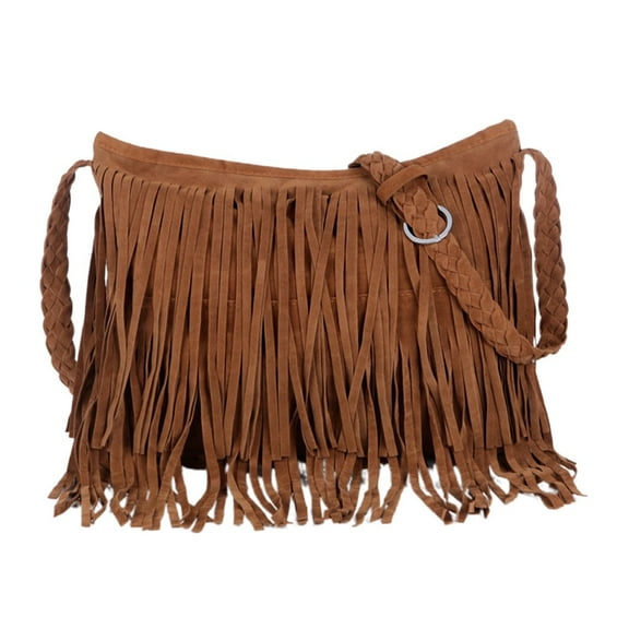 SUGARMOM 1Pc Tassel Shoulder Bag Leather Tote Tassel Handbag Crossbody Bag Woman Fringe Tassel Bag (Light Tan)