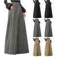 thumbnail image 7 of Yuanlook Womens Palazzo Pants,Long Straight Leg High Waist Wide Leg Stretchy Loose Fit Casual Trousers with Pocket, 7 of 7