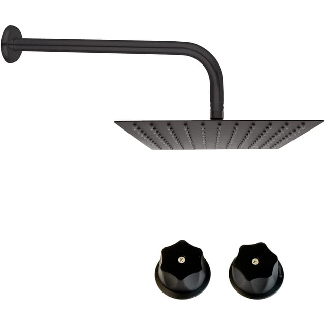 Kit Negro Mate CNX Regadera Cuello Y Juego de Manerales RC111 + MAN-005 + CUE-011