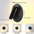 thumbnail image 4 of Aplique de pared LED, luz de lectura para cabecera, luces de lectura de pared LED de 11 W, foco ajustable (luz blanca de 6000 K, redondo negro), lámpara de pared para pasillo, escalera, sala de estar, 4 of 4