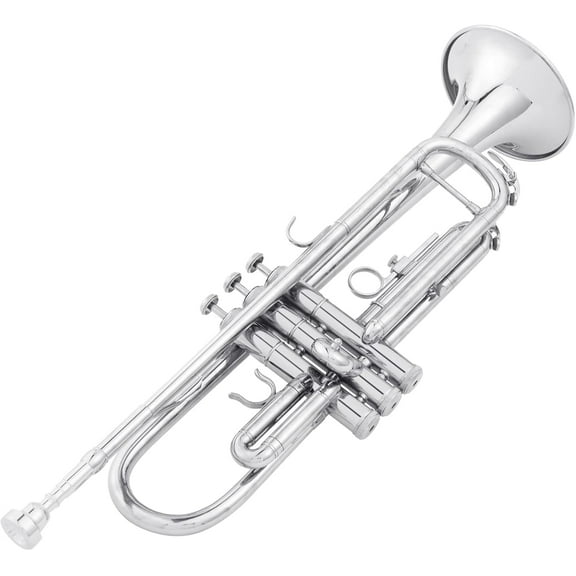 Bb Trumpet for Beginners - Silver, Includes Hard Case, 7C Mouthpiece, Cleaning Cloth & Gloves
