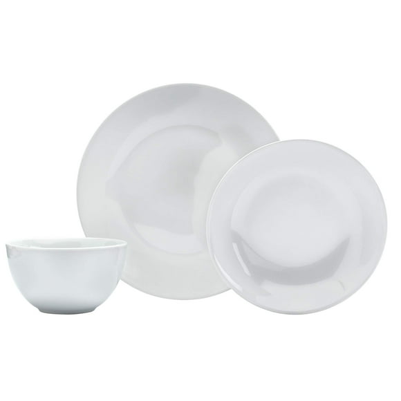 Denmark Blanc Traiteur et Salle à Manger - chef commercial Qualité Restaurant Résistant aux Rayures Résistant Lave-Vaisselle Four Micro-Ondes Sécuritaire Souper Soupe Céréales Assiette Bol, 12 Pcs Vaisselle Vitrifiée Blanche P