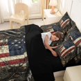thumbnail image 5 of Manfei Classic Us Flag 7pcs Queen Bedding,Vintage Autumn Leaves Bedding Comforter Set Queen,Brown Navy,Black Reversible, 5 of 7