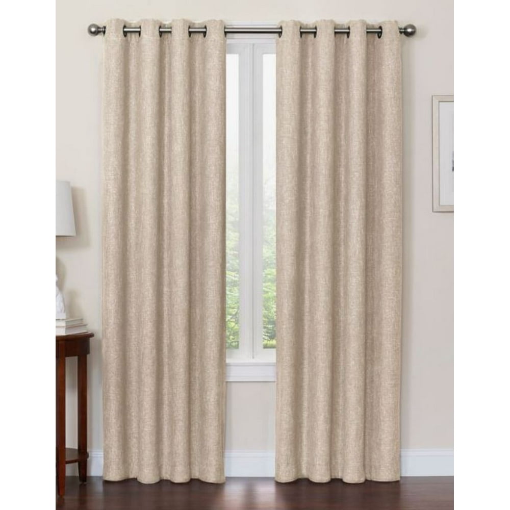 Quinn 84Inch Grommet Top 100 Blackout Window Curtain Panel in Linen