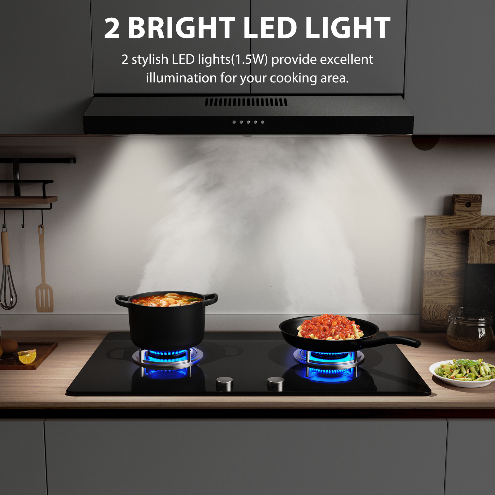 GRACEALL 30" Under Cabinet Range Hood Black, Ducted/Ductless Kitchen Hood, Campana Extractora para Cocina with Charcoal Filter