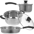 thumbnail image 1 of 1 juego de olla de acero inoxidable para sopa, cacerola de metal, olla para leche, olla para cocinar huevos, 1 of 8