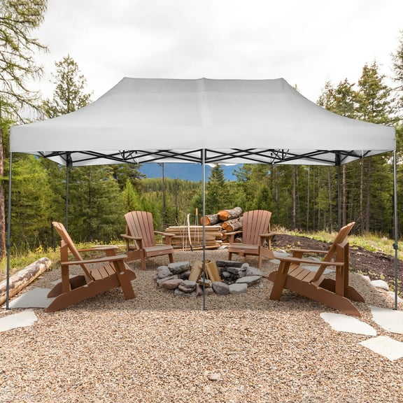 Ainfox 10x20 Heavy Duty Pop up Canopy Tent,Outdoor Shade Instant Folding Event Gazebo with Wheeled Bag,White