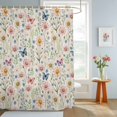 thumbnail image 4 of Shower Curtain Spring Wildflower Green Leaf Shower Curtains for Bathroom Decor, Waterproof Polyester Shower Curtain Set with Hooks, Small Stall Size 36" x 72" Vintage Floral, 4 of 9