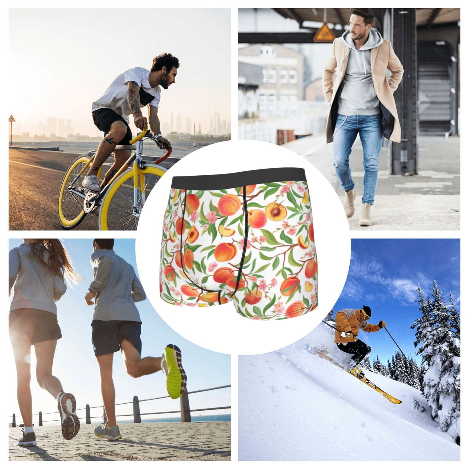 Gaeub Fruits Peach2 Print Men's Boxer Briefs,Super Fit Boxer