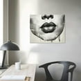 thumbnail image 3 of ONETECH Silver Wall Decor Fashion Lip Canvas Art Black and White Sexy Lip Print Paintings Gallery Wrapped Framed Picture for Bedroom Makeup Room Bathroom Decoration 20\x16\, 3 of 4