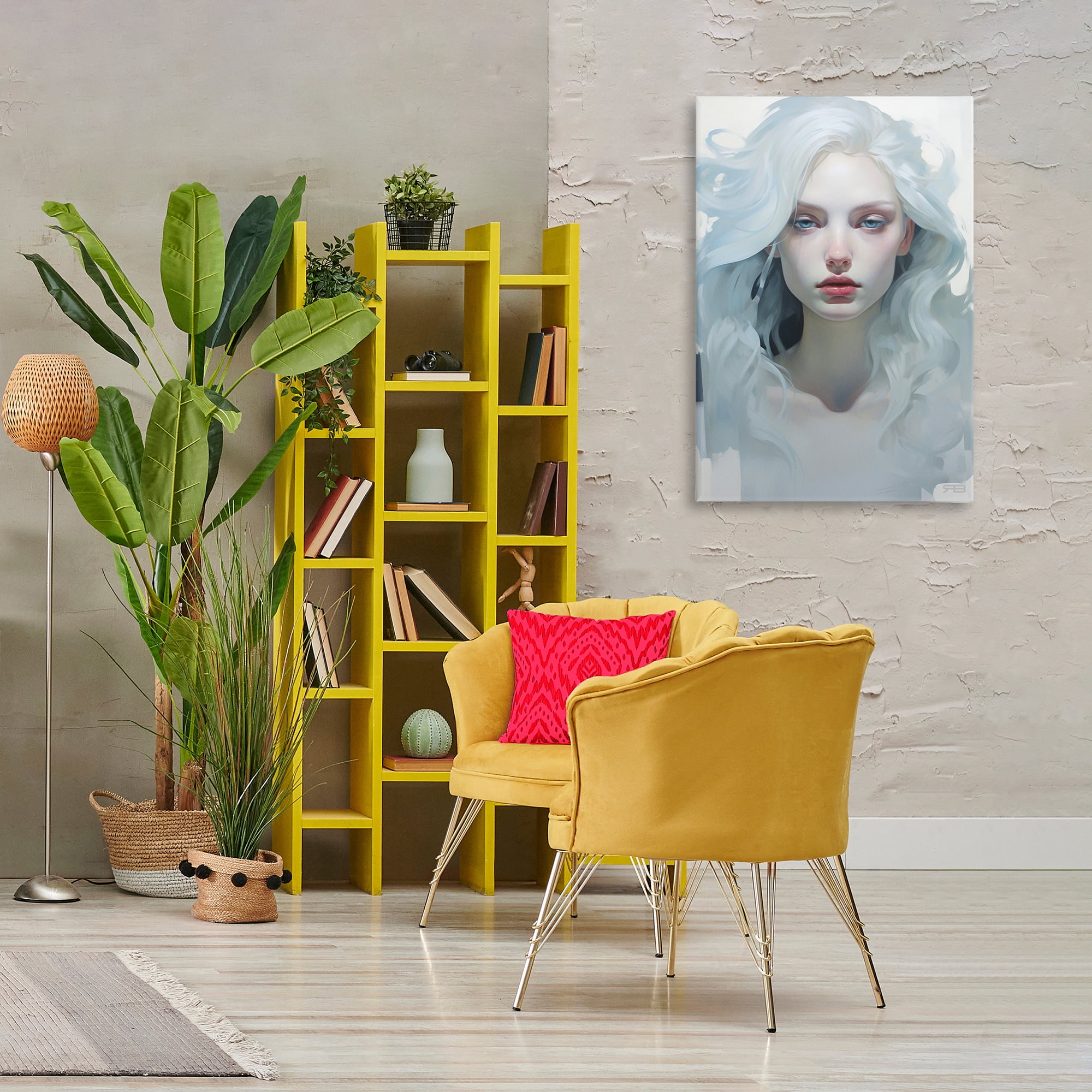 Stupell Industries Flowing Hair Visage Novelty Painting Gallery Wrapped Canvas Art Print Wall Art, 24 x 36