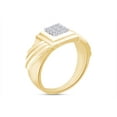 thumbnail image 4 of AFFY Men's 1/4 CT. T.W. Square Round Cut Natural Diamond Slant Band Ring In 14K Yellow Gold Over Sterling Silver (0.25 Cttw, J-K Color, I2-I3 Clarity), Ring Size-9.5, 4 of 5
