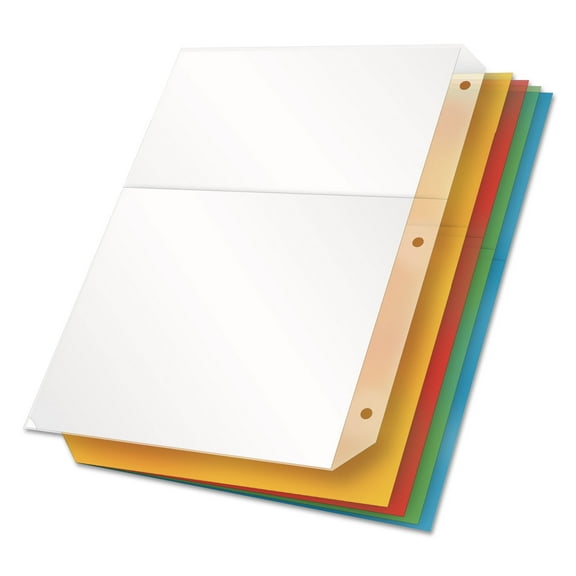 Cardinal Poly Ring Binder Pockets, 8.5 x 11, Assorted Colors, 5/Pack