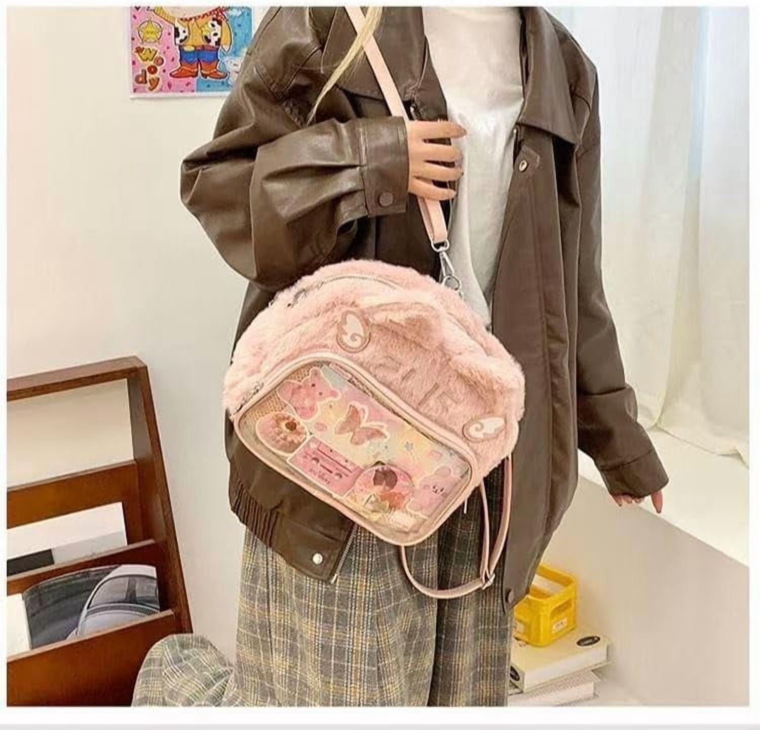 JUYGO Cat Ear Ita Backpack Cute Bags Kawaii Y2K Bags 3 Ways Crossbody Purse Messenger Bags for Women Shoulder Bag Tote (Pink)