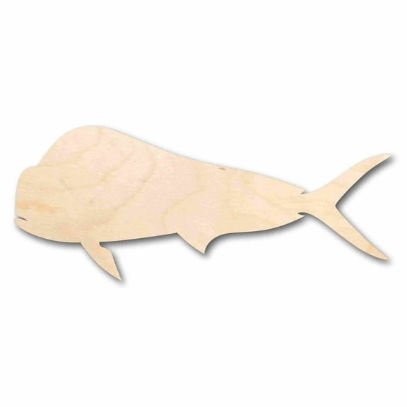 Unfinished Wood Mahi Fish Silhouette - Craft- up to 46" DIY 14" / 1/8"