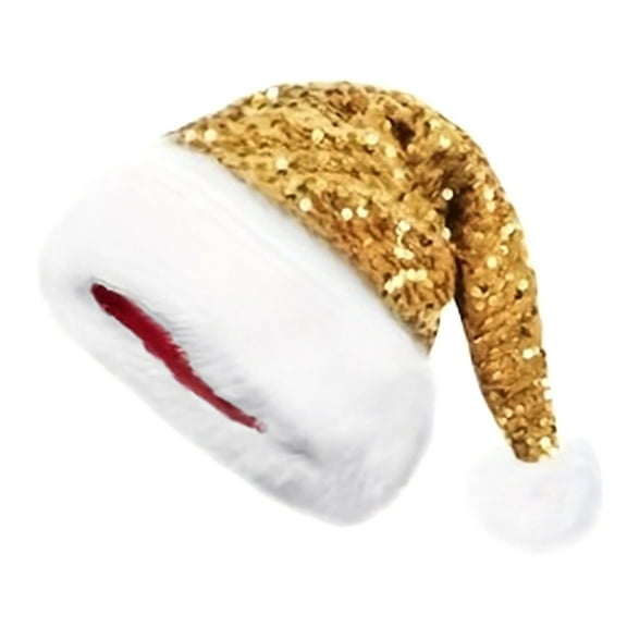 Shoreew Christmas Sequin Santa Hat for Adults Unisex Glittery Sparkly Holiday Hat with Fluffy Pompom for New Year Xmas Party Supplies