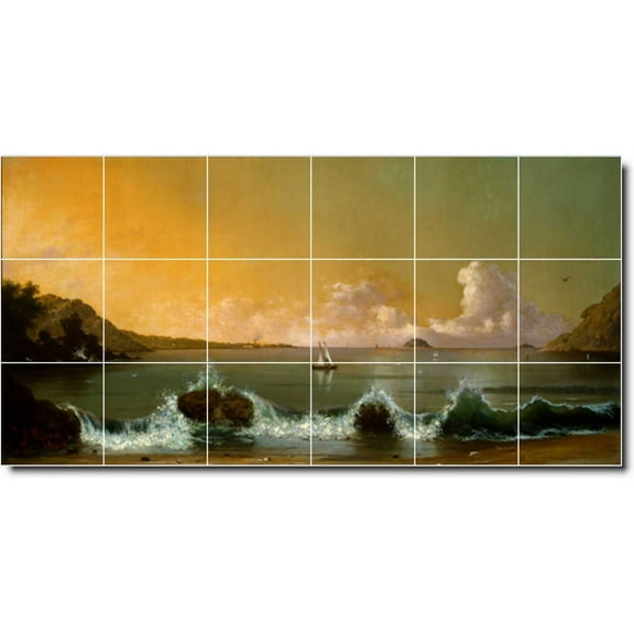 Ceramic Tile Mural-Martin Heade Waterfront Painting 310. 25.5" w x 12.75" h using (18) 4.25 x 4.25 ceramic tiles