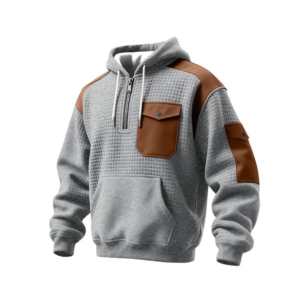 MHFRRA Sudadera con Capucha y Tejido de Cremallera de Un Cuarto, Ligera, Deportiva, con Bolsillo Delantero, Cómoda y Informal Bronce