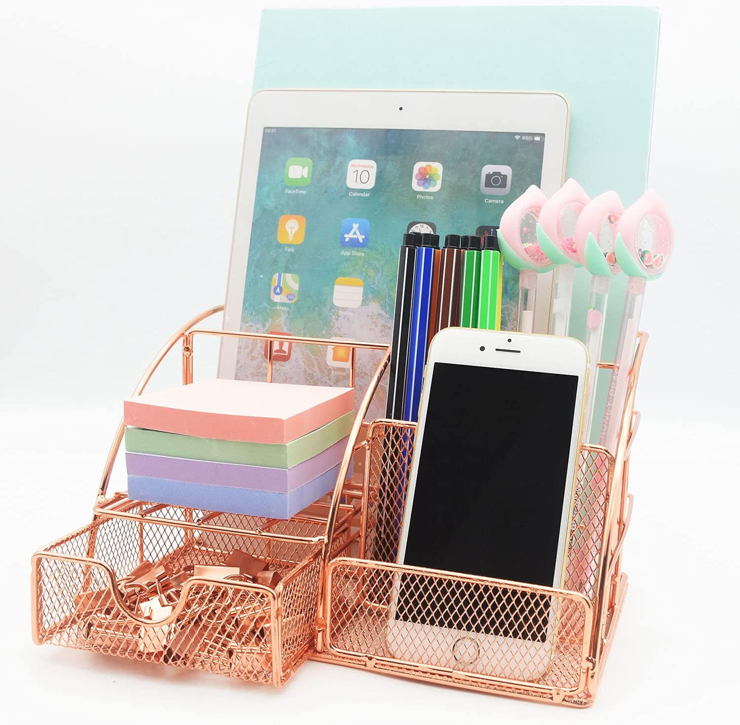 Ærlig Framework Geografi Rose Gold Desk Organizer and Storage for Your Accessories - Cute Office  Decor for Women and Girls - Pink Set for Pencil Holder, Paper, File, School  Supplies - Desk Organizers and Accessories - Walmart.com