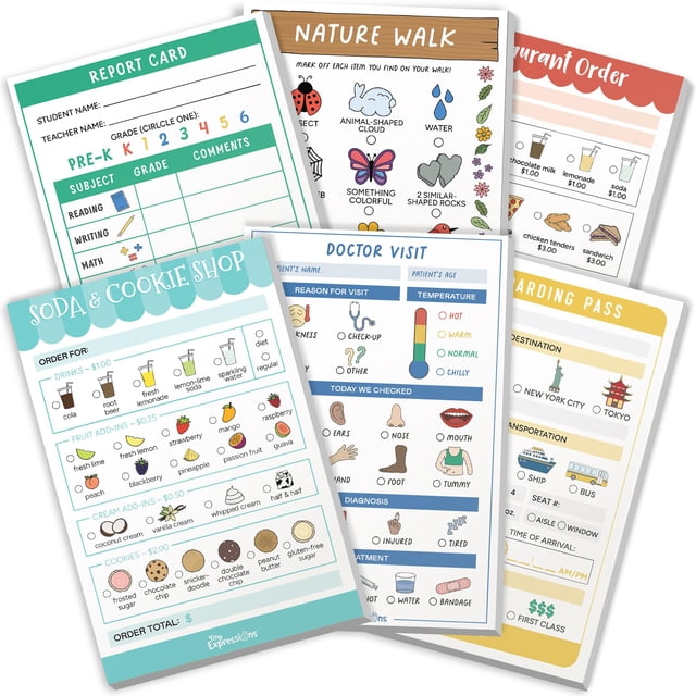 Juego de libretas para niños Tiny Expressions, paquete de 6, 40 páginas cada uno