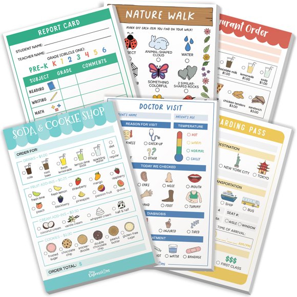 Juego de libretas para niños Tiny Expressions, paquete de 6, 40 páginas cada uno