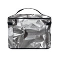thumbnail image 3 of HELLHERO Portable Travel Cosmetic Bags Pleated Aluminum Foil Design Effortless Organization Airport Airline Vacation Organization 8.86 x 6.5 x 5.9 Inches, 3 of 5