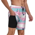 thumbnail image 2 of Kdxio Flamingo1 Print Men'S Swim Trunks With Compression Liner 7 Inch Inseam Quick Dry Swim Shorts, 2 of 7